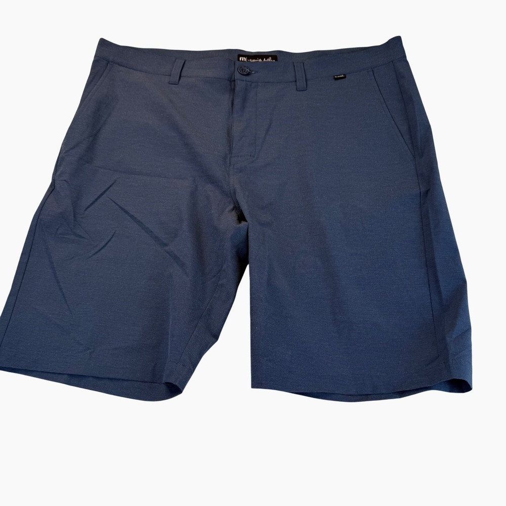 Travis Mathew Golf Shorts 40 Steel Blue Micro Stripe Stretch Performance